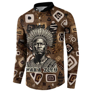 Shaka Zulu Button Sweatshirt Monochrome Portrait Zulu Kingdom Heritage Unconquered Spirit Warrior Legacy Theme
