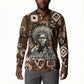 Shaka Zulu Button Sweatshirt Monochrome Portrait Zulu Kingdom Heritage Unconquered Spirit Warrior Legacy Theme