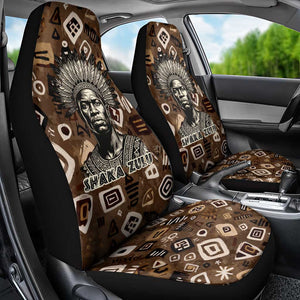 Shaka Zulu Car Seat Cover Monochrome Portrait Zulu Kingdom Heritage Unconquered Spirit Warrior Legacy Theme - African Pride