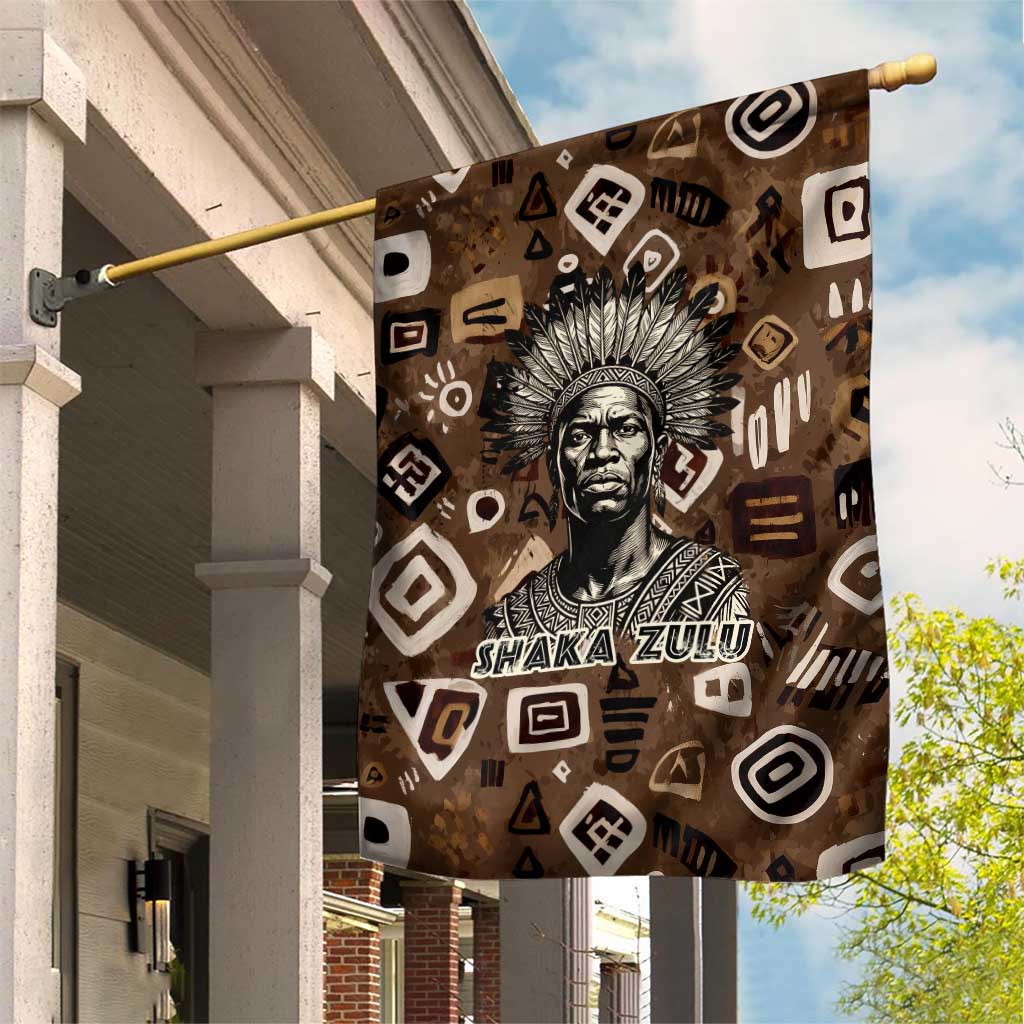 Shaka Zulu Garden Flag Monochrome Portrait Zulu Kingdom Heritage Unconquered Spirit Warrior Legacy Theme - African Pride