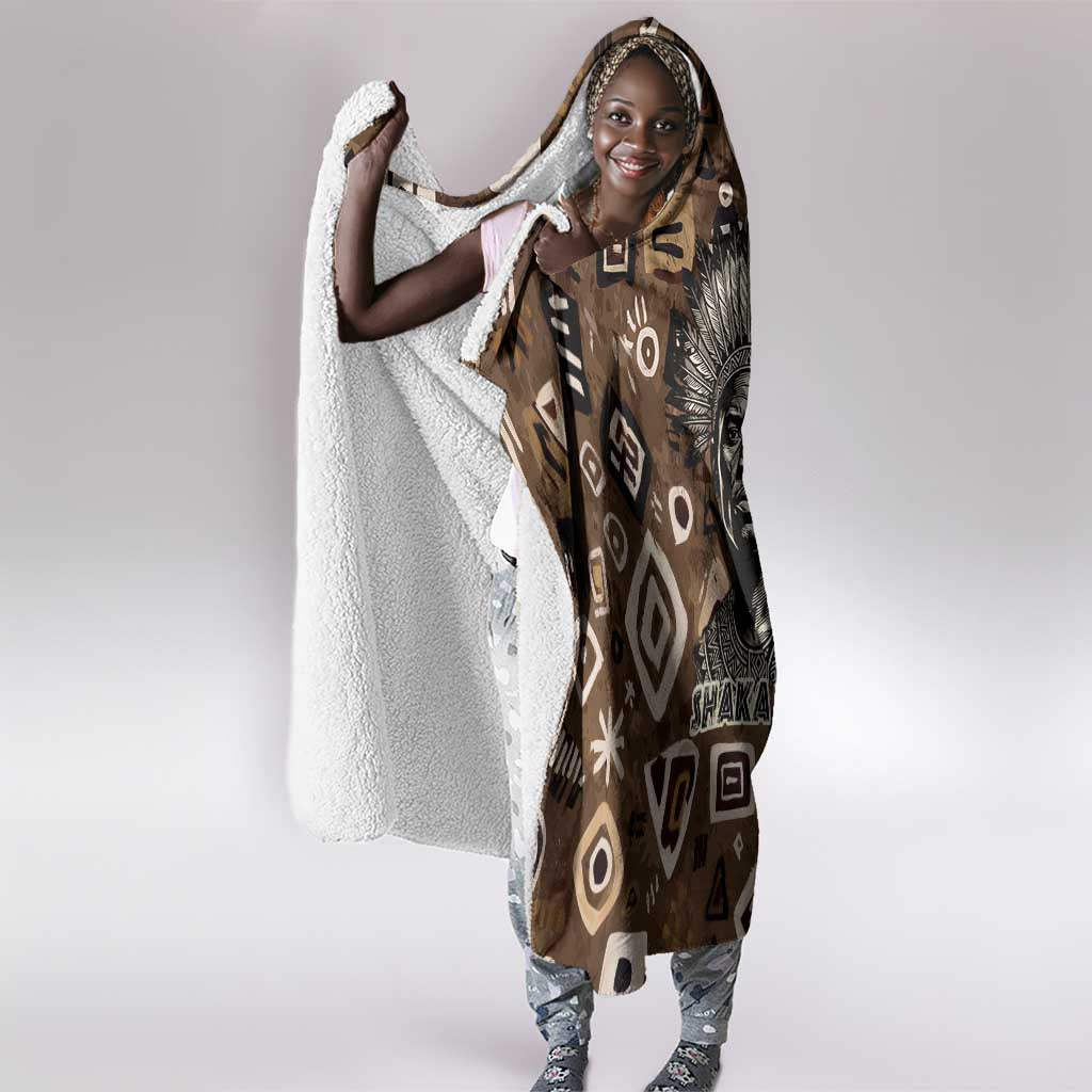 Shaka Zulu Hooded Blanket Monochrome Portrait Zulu Kingdom Heritage Unconquered Spirit Warrior Legacy Theme - African Pride