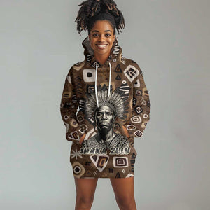 Shaka Zulu Hoodie Dress Monochrome Portrait Zulu Kingdom Heritage Unconquered Spirit Warrior Legacy Theme - African Pride
