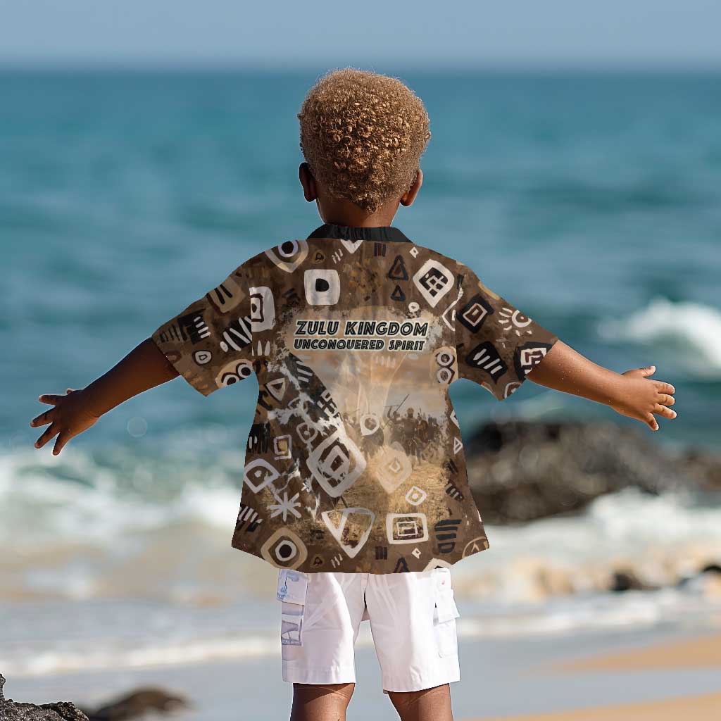 Shaka Zulu Kid Hawaiian Shirt Monochrome Portrait Zulu Kingdom Heritage Unconquered Spirit Warrior Legacy Theme - African Pride
