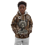 Shaka Zulu Kid Hoodie Monochrome Portrait Zulu Kingdom Heritage Unconquered Spirit Warrior Legacy Theme - African Pride