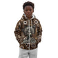 Shaka Zulu Kid Hoodie Monochrome Portrait Zulu Kingdom Heritage Unconquered Spirit Warrior Legacy Theme - African Pride