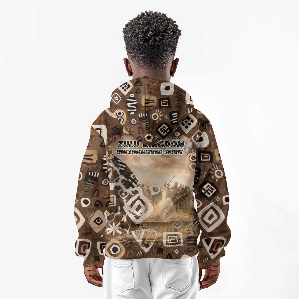 Shaka Zulu Kid Hoodie Monochrome Portrait Zulu Kingdom Heritage Unconquered Spirit Warrior Legacy Theme - African Pride