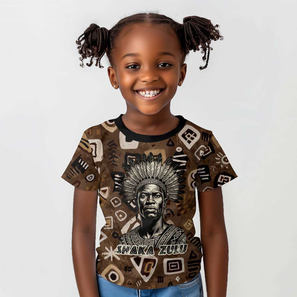 Shaka Zulu Kid T shirt Monochrome Portrait Zulu Kingdom Heritage Unconquered Spirit Warrior Legacy Theme - African Pride