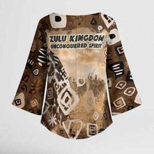 Shaka Zulu Kimono Sleeve Blouse Monochrome Portrait Zulu Kingdom Heritage Unconquered Spirit Warrior Legacy Theme - African Pride