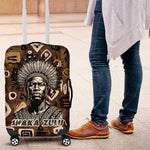 Shaka Zulu Luggage Cover Monochrome Portrait Zulu Kingdom Heritage Unconquered Spirit Warrior Legacy Theme - African Pride