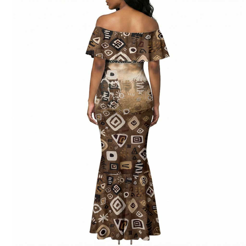 Shaka Zulu Mermaid Dress Monochrome Portrait Zulu Kingdom Heritage Unconquered Spirit Warrior Legacy Theme - African Pride