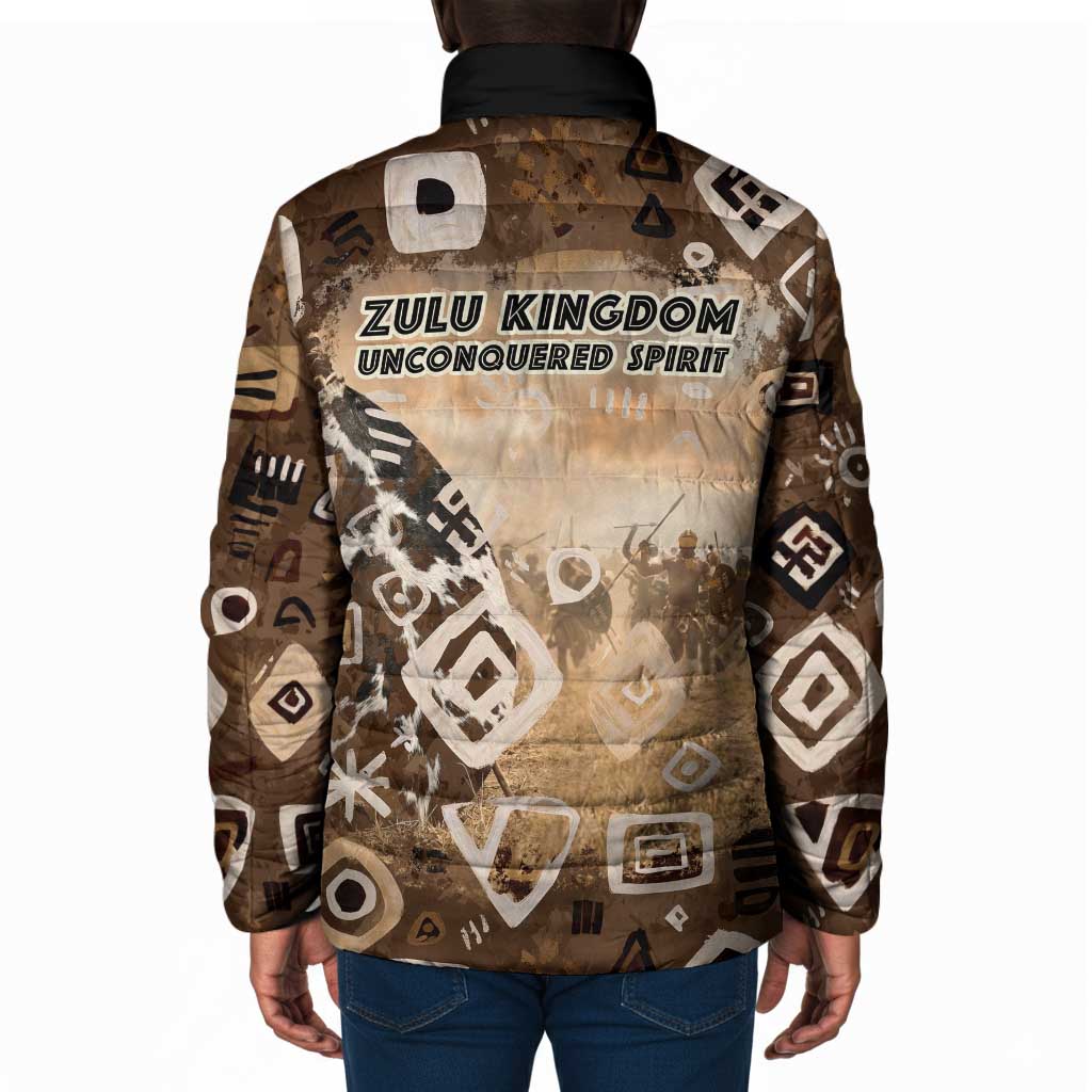 Shaka Zulu Padded Jacket Monochrome Portrait Zulu Kingdom Heritage Unconquered Spirit Warrior Legacy Theme - African Pride
