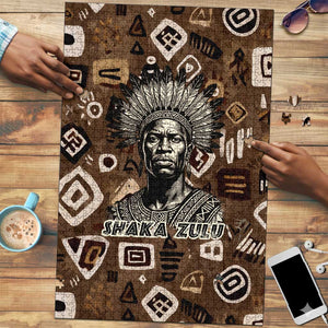 Shaka Zulu Puzzle Monochrome Portrait Zulu Kingdom Heritage Unconquered Spirit Warrior Legacy Theme - African Pride