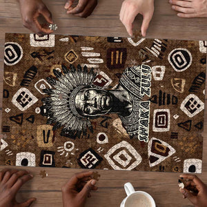 Shaka Zulu Puzzle Monochrome Portrait Zulu Kingdom Heritage Unconquered Spirit Warrior Legacy Theme - African Pride