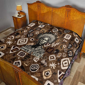 Shaka Zulu Quilt Monochrome Portrait Zulu Kingdom Heritage Unconquered Spirit Warrior Legacy Theme - African Pride