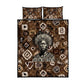 Shaka Zulu Quilt Bed Set Monochrome Portrait Zulu Kingdom Heritage Unconquered Spirit Warrior Legacy Theme - African Pride