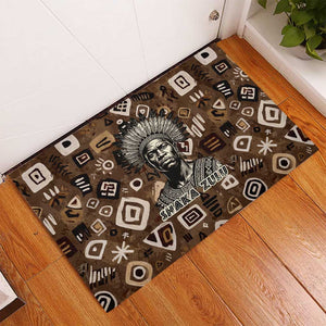 Shaka Zulu Rubber Doormat Monochrome Portrait Zulu Kingdom Heritage Unconquered Spirit Warrior Legacy Theme - African Pride