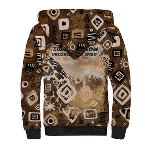 Shaka Zulu Sherpa Hoodie Monochrome Portrait Zulu Kingdom Heritage Unconquered Spirit Warrior Legacy Theme - African Pride