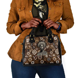 Shaka Zulu Shoulder Handbag Monochrome Portrait Zulu Kingdom Heritage Unconquered Spirit Warrior Legacy Theme - African Pride