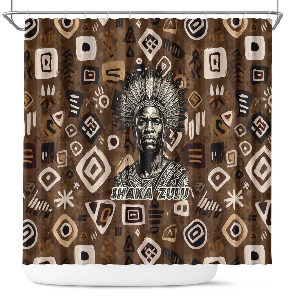Shaka Zulu Shower Curtain Monochrome Portrait Zulu Kingdom Heritage Unconquered Spirit Warrior Legacy Theme - African Pride