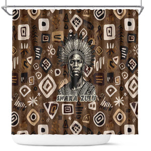 Shaka Zulu Shower Curtain Monochrome Portrait Zulu Kingdom Heritage Unconquered Spirit Warrior Legacy Theme - African Pride