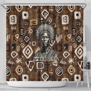 Shaka Zulu Shower Curtain Monochrome Portrait Zulu Kingdom Heritage Unconquered Spirit Warrior Legacy Theme - African Pride