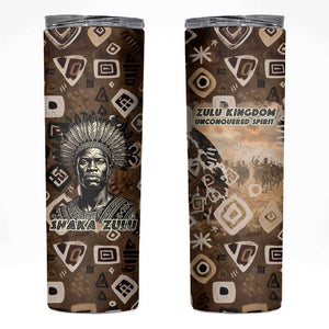Shaka Zulu Skinny Tumbler Monochrome Portrait Zulu Kingdom Heritage Unconquered Spirit Warrior Legacy Theme - African Pride