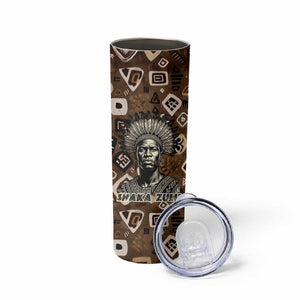 Shaka Zulu Skinny Tumbler Monochrome Portrait Zulu Kingdom Heritage Unconquered Spirit Warrior Legacy Theme - African Pride