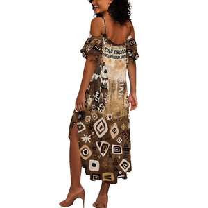 Shaka Zulu Summer Maxi Dress Monochrome Portrait Zulu Kingdom Heritage Unconquered Spirit Warrior Legacy Theme - African Pride