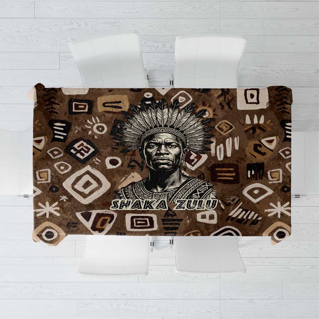 Shaka Zulu Tablecloth Monochrome Portrait Zulu Kingdom Heritage Unconquered Spirit Warrior Legacy Theme - African Pride