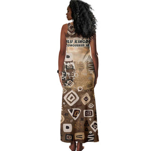 Shaka Zulu Tank Maxi Dress Monochrome Portrait Zulu Kingdom Heritage Unconquered Spirit Warrior Legacy Theme - African Pride