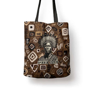 Shaka Zulu Tote Bag Monochrome Portrait Zulu Kingdom Heritage Unconquered Spirit Warrior Legacy Theme - African Pride