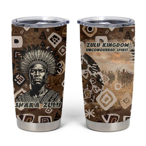 Shaka Zulu Tumbler Cup Monochrome Portrait Zulu Kingdom Heritage Unconquered Spirit Warrior Legacy Theme - African Pride