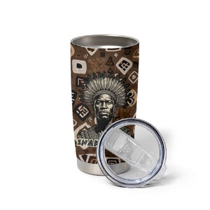 Shaka Zulu Tumbler Cup Monochrome Portrait Zulu Kingdom Heritage Unconquered Spirit Warrior Legacy Theme - African Pride