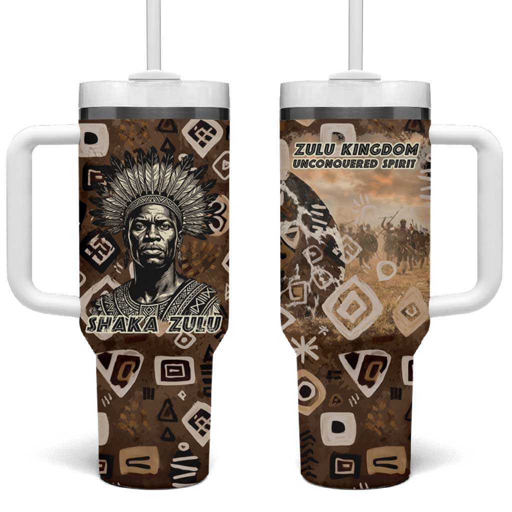 Shaka Zulu Tumbler With Handle Monochrome Portrait Zulu Kingdom Heritage Unconquered Spirit Warrior Legacy Theme - African Pride