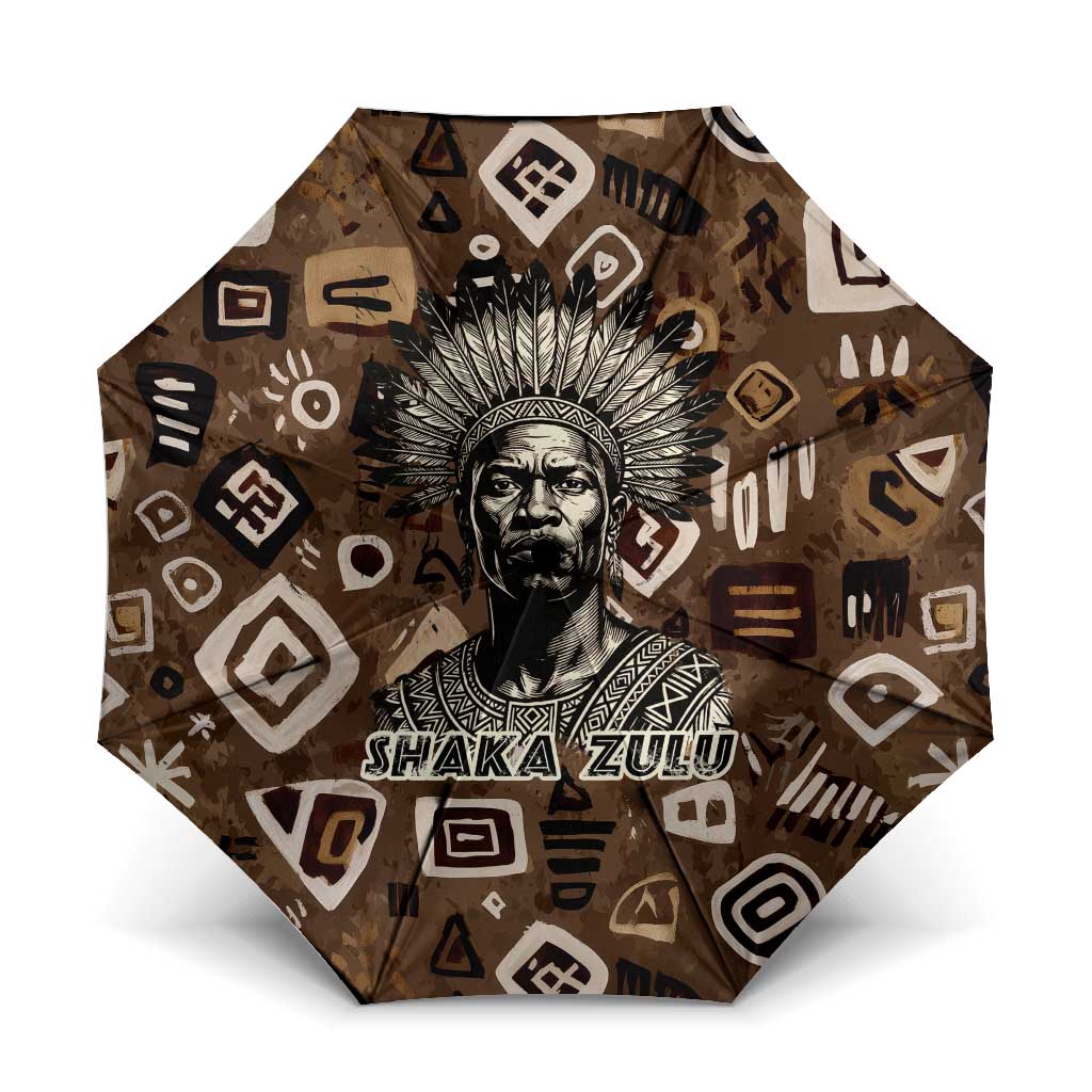 Shaka Zulu Umbrella Monochrome Portrait Zulu Kingdom Heritage Unconquered Spirit Warrior Legacy Theme - African Pride
