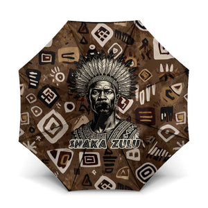 Shaka Zulu Umbrella Monochrome Portrait Zulu Kingdom Heritage Unconquered Spirit Warrior Legacy Theme - African Pride