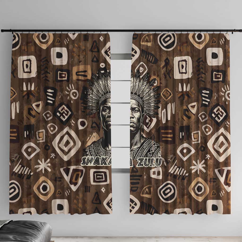 Shaka Zulu Window Curtain Monochrome Portrait Zulu Kingdom Heritage Unconquered Spirit Warrior Legacy Theme - African Pride