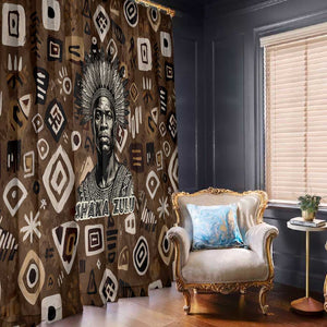 Shaka Zulu Window Curtain Monochrome Portrait Zulu Kingdom Heritage Unconquered Spirit Warrior Legacy Theme - African Pride