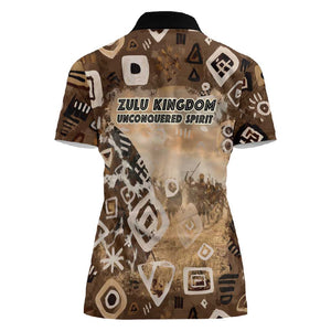 Shaka Zulu Women Polo Shirt Monochrome Portrait Zulu Kingdom Heritage Unconquered Spirit Warrior Legacy Theme - African Pride