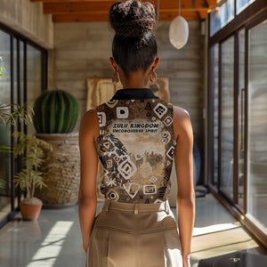Shaka Zulu Women Sleeveless Polo Shirt Monochrome Portrait Zulu Kingdom Heritage Unconquered Spirit Warrior Legacy Theme - African Pride