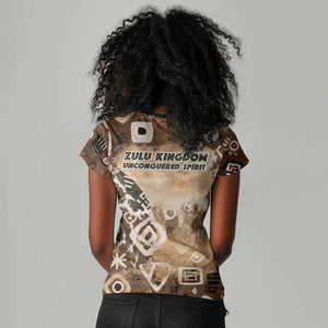 Shaka Zulu Women V-Neck T-Shirt Monochrome Portrait Zulu Kingdom Heritage Unconquered Spirit Warrior Legacy Theme - African Pride