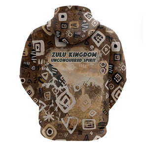 Shaka Zulu Zip Hoodie Monochrome Portrait Zulu Kingdom Heritage Unconquered Spirit Warrior Legacy Theme - African Pride