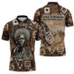 Shaka Zulu Zipper Polo Shirt Monochrome Portrait Zulu Kingdom Heritage Unconquered Spirit Warrior Legacy Theme - African Pride