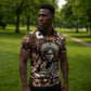 Shaka Zulu Zipper Polo Shirt Monochrome Portrait Zulu Kingdom Heritage Unconquered Spirit Warrior Legacy Theme - African Pride