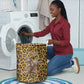 Shaka Zulu Laundry Basket Leopard Print Design Traditional Warrior Spear and Shield Illustration Tribal King - African Pride