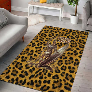 Shaka Zulu Area Rug Leopard Print Design Traditional Warrior Spear and Shield Illustration Tribal King - African Pride