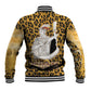 Shaka Zulu Baseball Jacket Leopard Print Design Traditional Warrior Spear and Shield Illustration Tribal King - African Pride