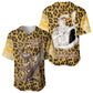 Shaka Zulu Baseball Jersey Leopard Print Design Traditional Warrior Spear and Shield Illustration Tribal King - African Pride