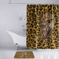 Shaka Zulu Bathroom Set Leopard Print Design Traditional Warrior Spear and Shield Illustration Tribal King - African Pride