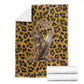 Shaka Zulu Blanket Leopard Print Design Traditional Warrior Spear and Shield Illustration Tribal King - African Pride